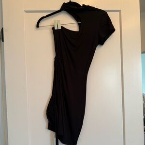 I AM GIA Black one shoulder open hip Dress